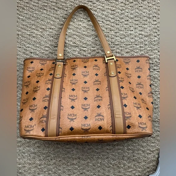 MCM Cognac Visetos Monogram Tote with Gold Hardware - Picture 2 of 13
